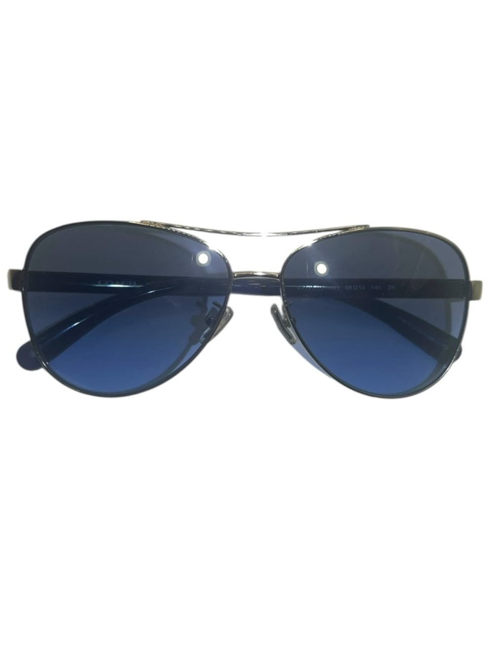 Coach HC 7077 (L1015) 931917 Sliver 58 14 140 2N Blue Aviator Sunglasses - Picture 8 of 10